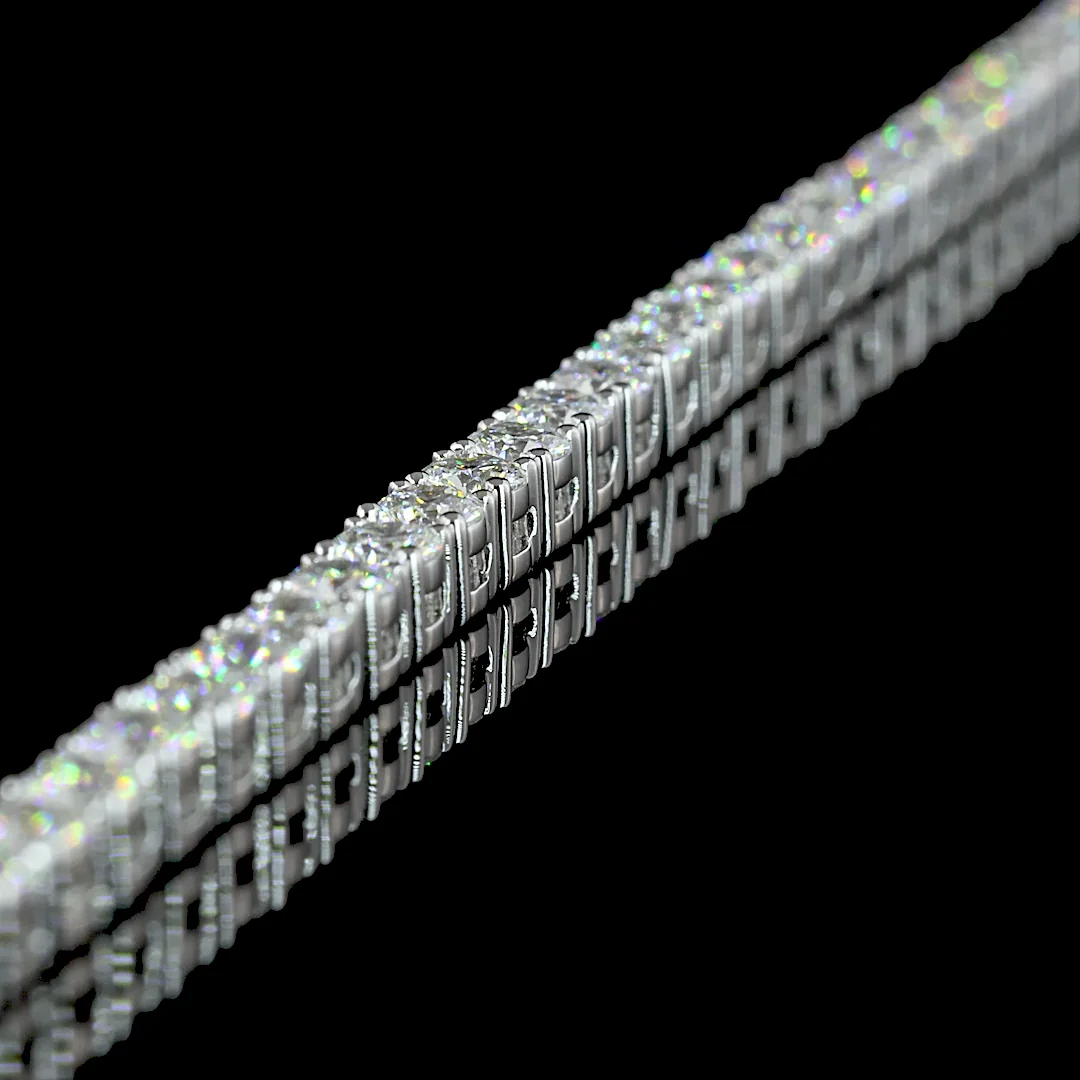 10 Cts 14k White Gold Round Shape Tennis Necklace - Image 4