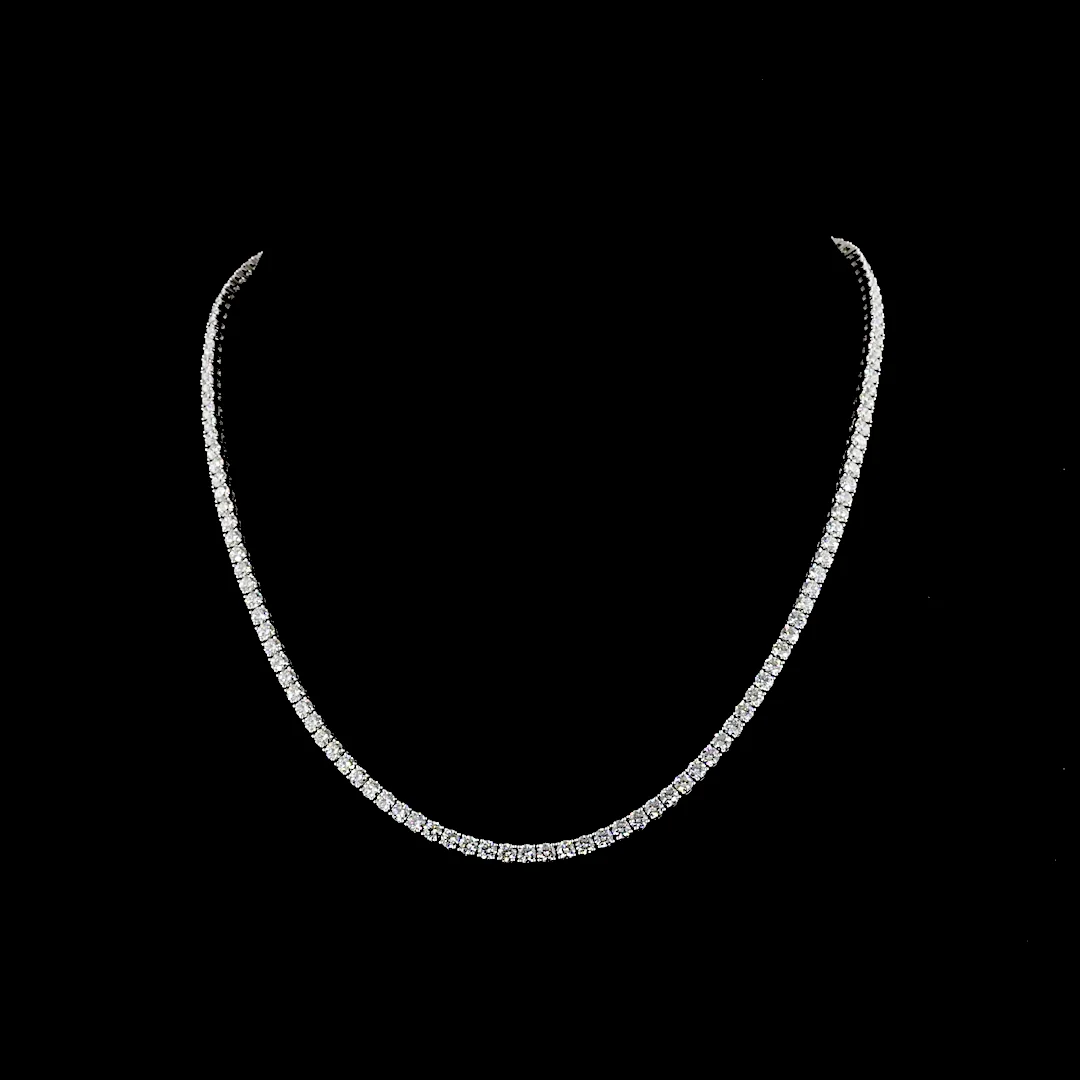 12.56 Cts 14k White Gold Round Shape Tennis Necklace - Video