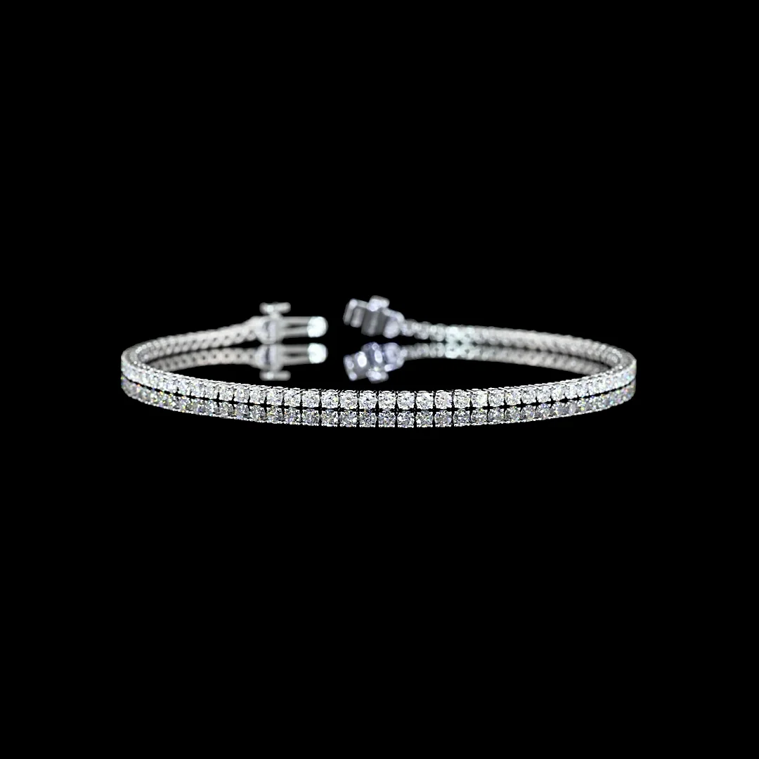 2.2 Cts 14k White Gold Round Shape Tennis Bracelet - Video