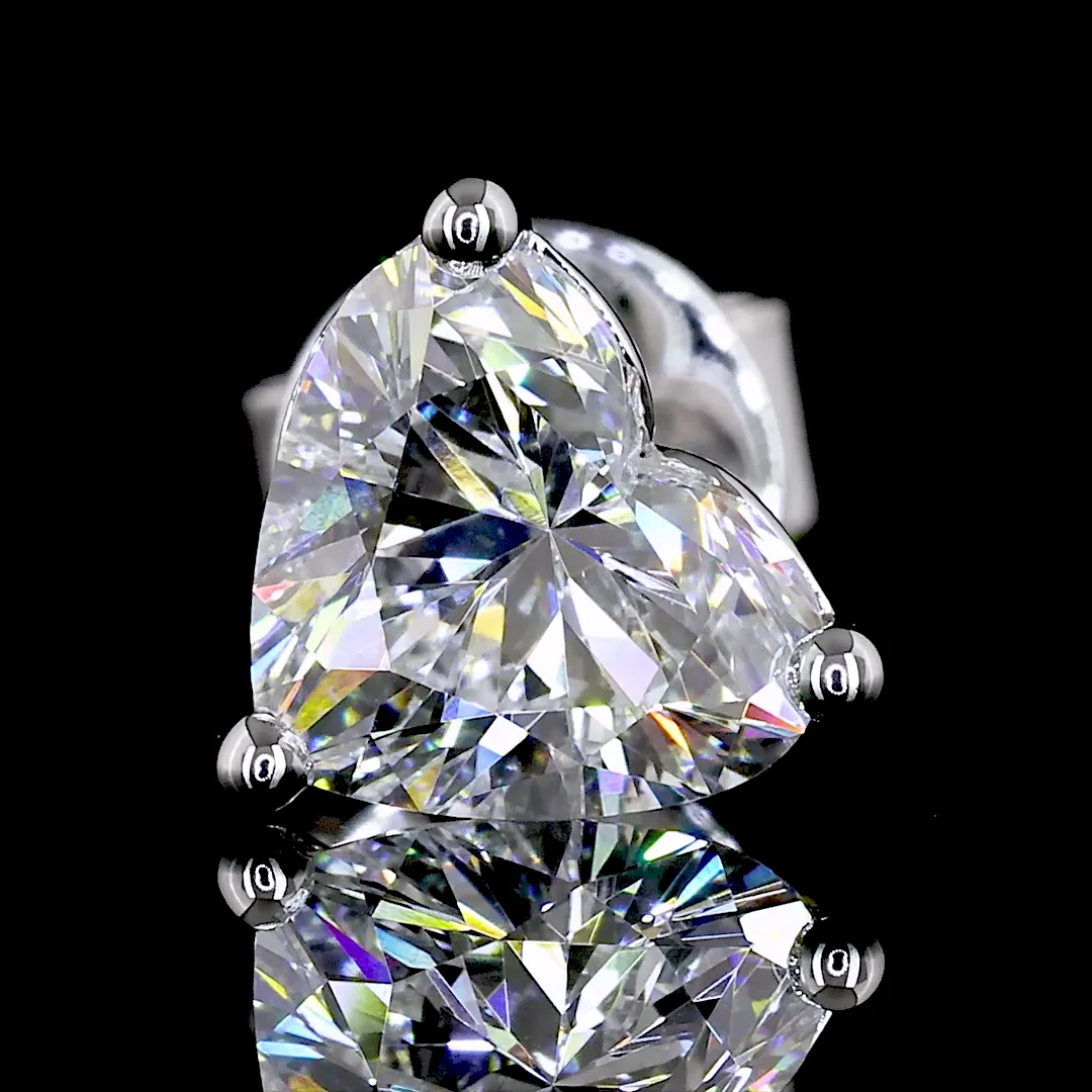 1.46 Cts 14k White Gold Heart Shape Studs Earring - Image 3