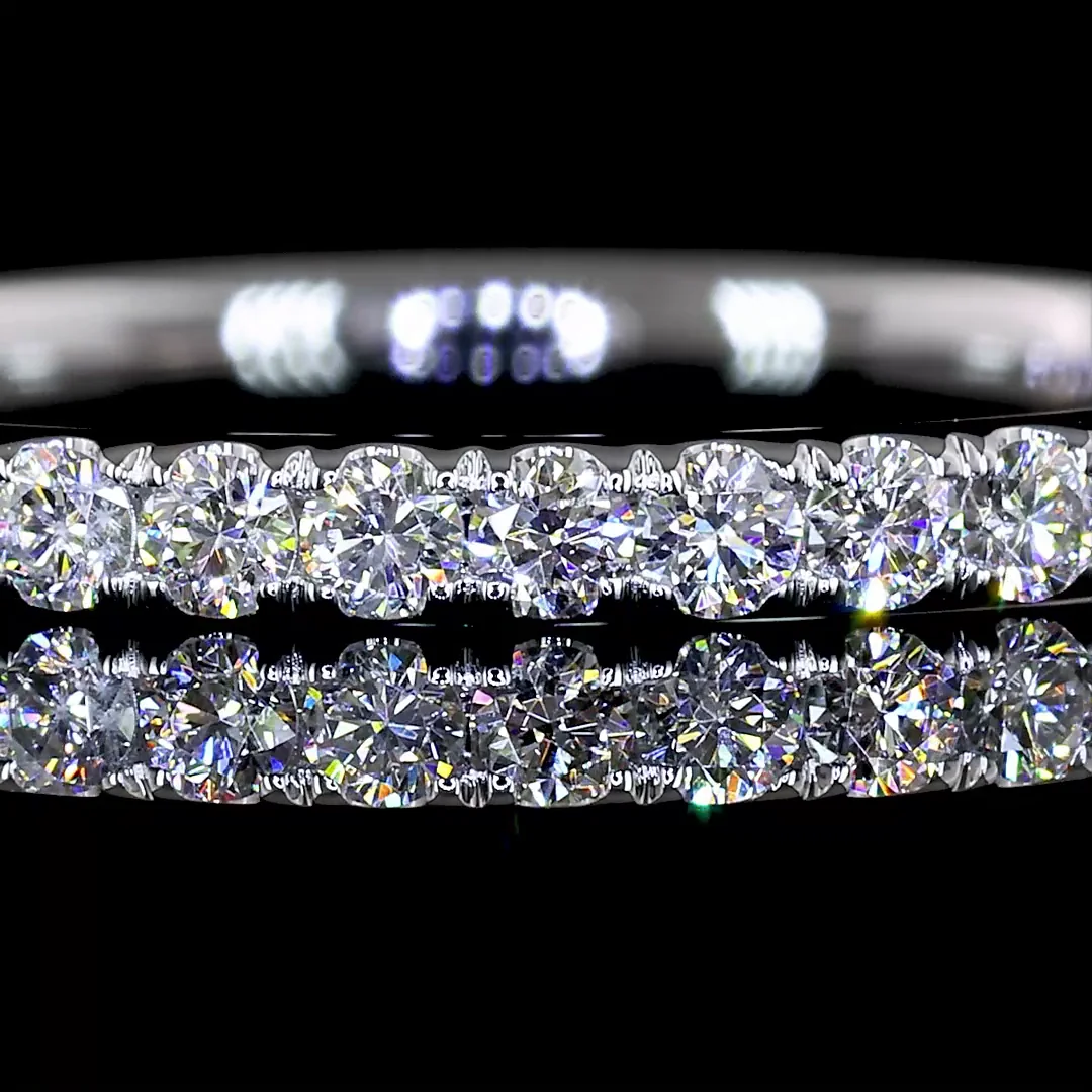 0.37 Cts 14k White Gold Round Shape Half Eternity Eternity Band - Image 3