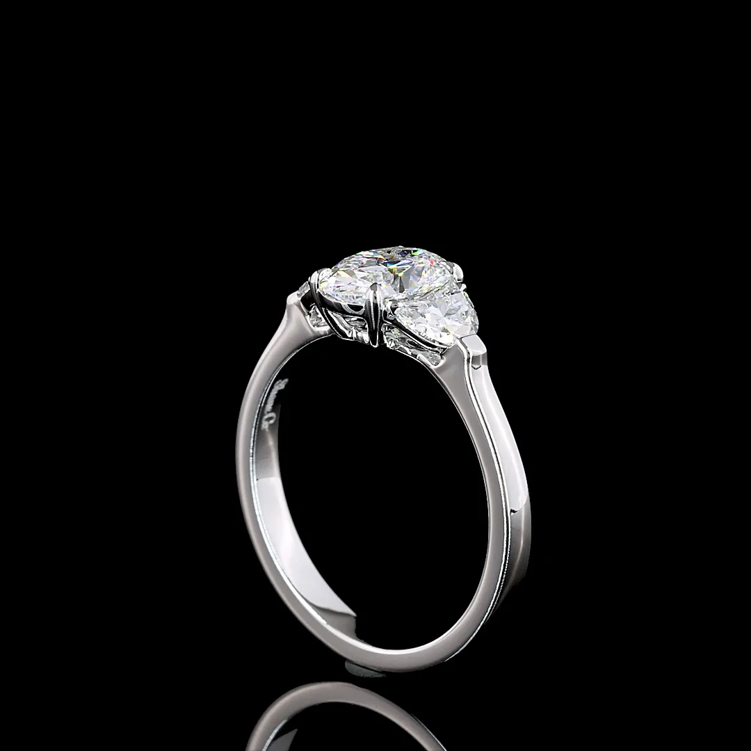 1.54 Cts 14k White Gold Oval Shape 3 Stones Ring - Image 2