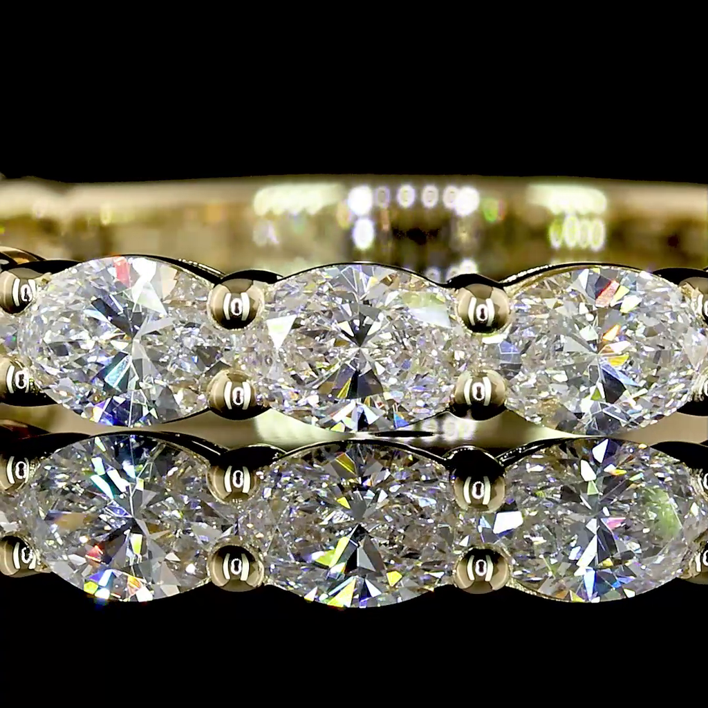 1.4 Cts 14k Yellow Gold Oval Shape 3/4 Band Eternity Band - Image 3
