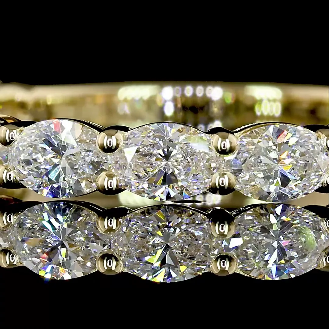 1.4 Cts 14k Yellow Gold Oval Shape 3/4 Band Eternity Band - Image 3