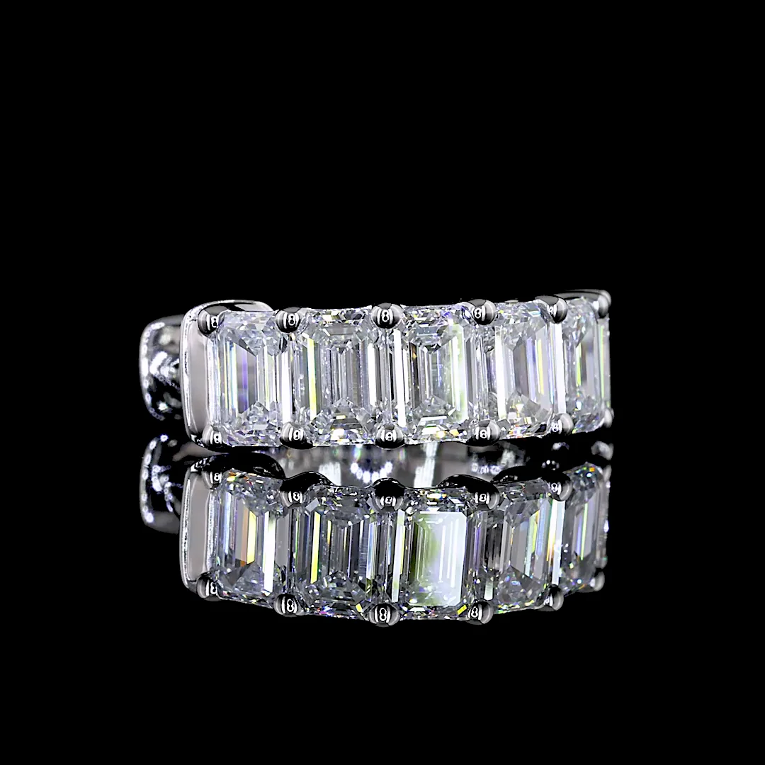 2.03 Cts 14k White Gold Emerald Shape Huggies Earring - Image 4