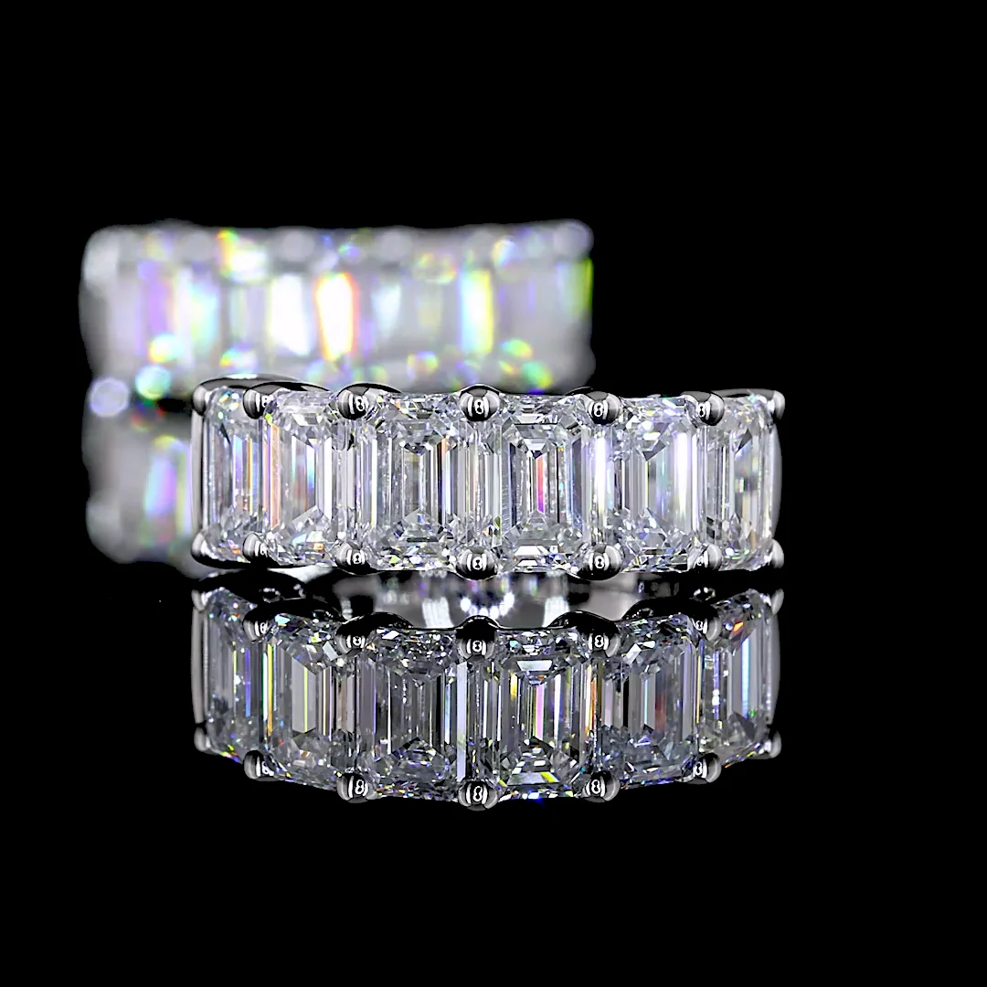 1.89 Cts 14k White Gold Emerald Shape Huggies Earring - Image 2