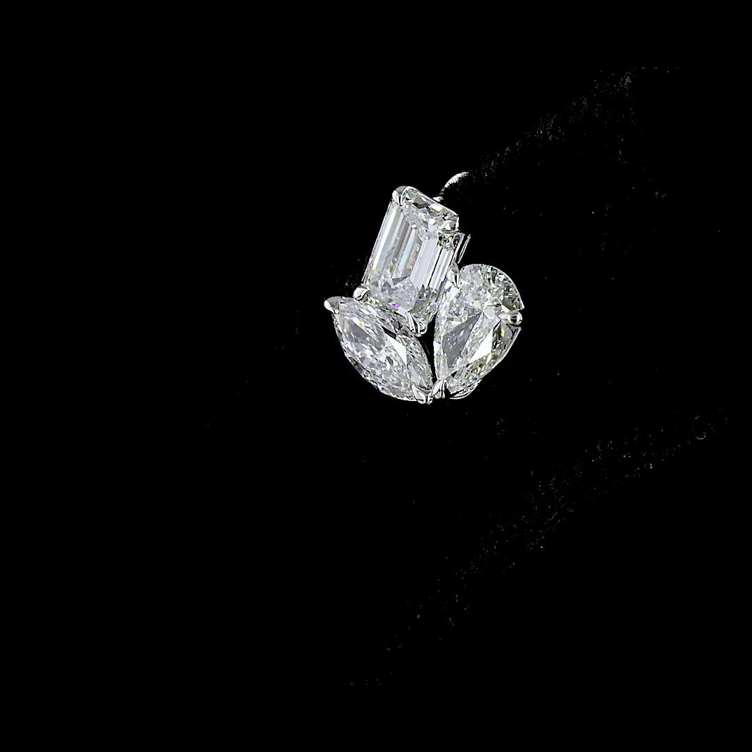 2.97 Cts 14k White Gold Mix Shape Studs Earring - Image 4