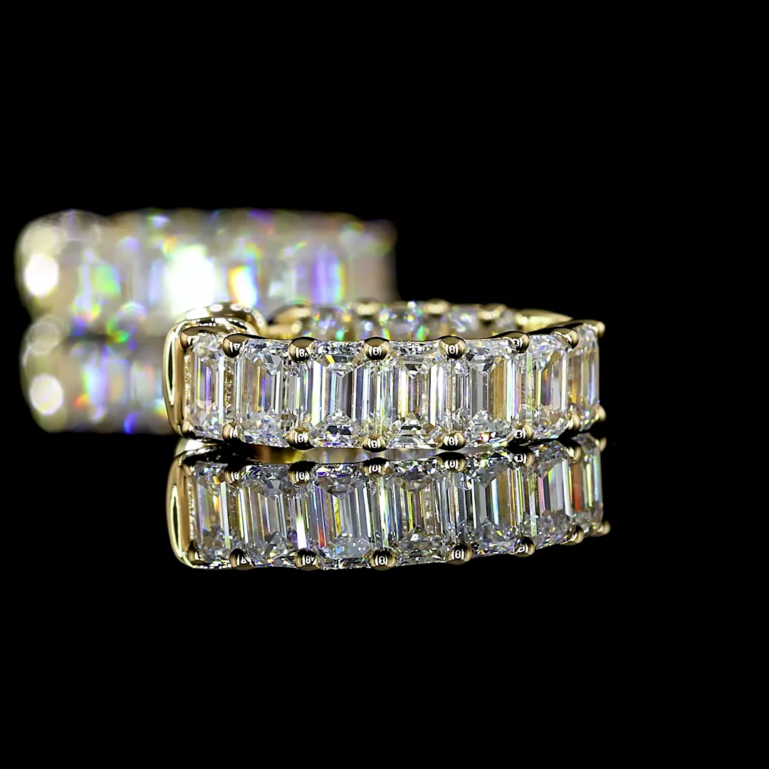 1.97 Cts 14k Yellow Gold Emerald Shape Huggies Earring - Image 2