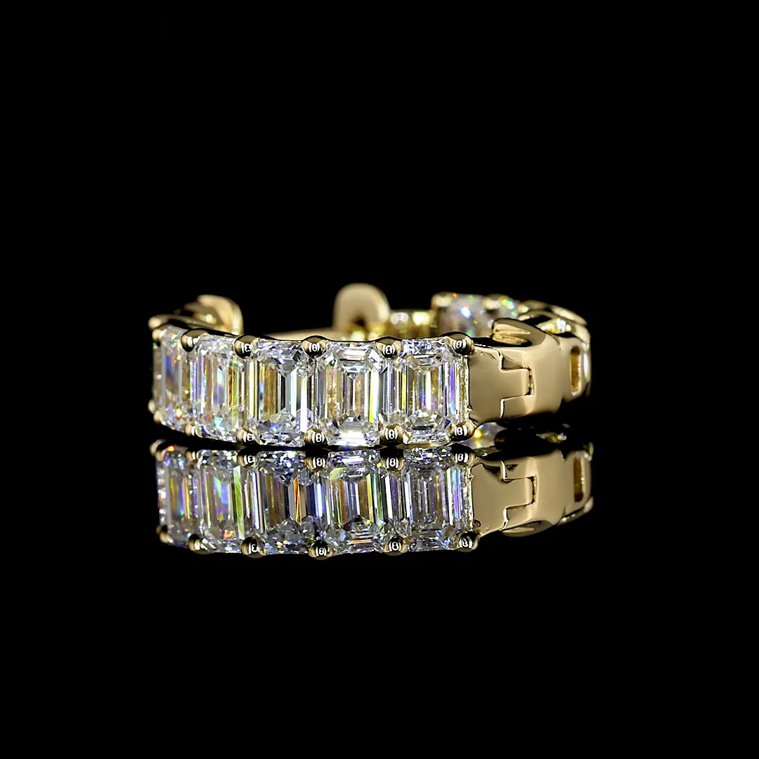 1.97 Cts 14k Yellow Gold Emerald Shape Huggies Earring - Image 4