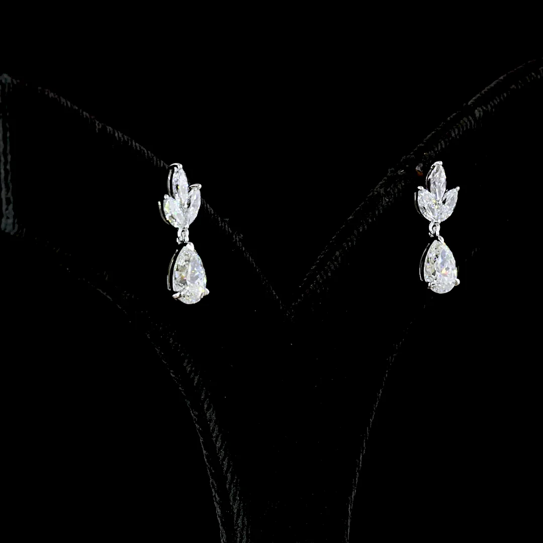1.99 Cts 14k White Gold Mix Shape Hanging Earring - Image 2