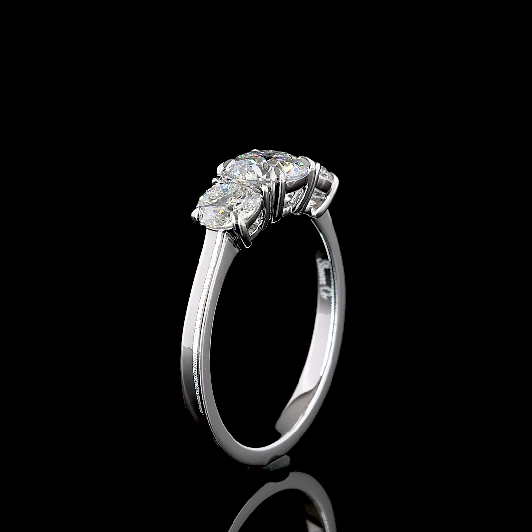 1.54 Cts 14k White Gold Round Shape 3 Stones Ring - Image 4
