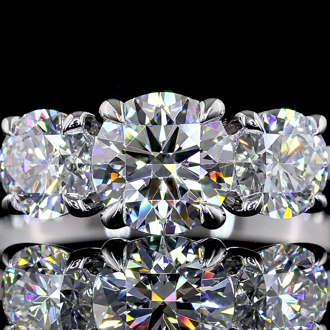 1.48 Cts 14k White Gold Round Shape 3 Stones Ring - Image 3