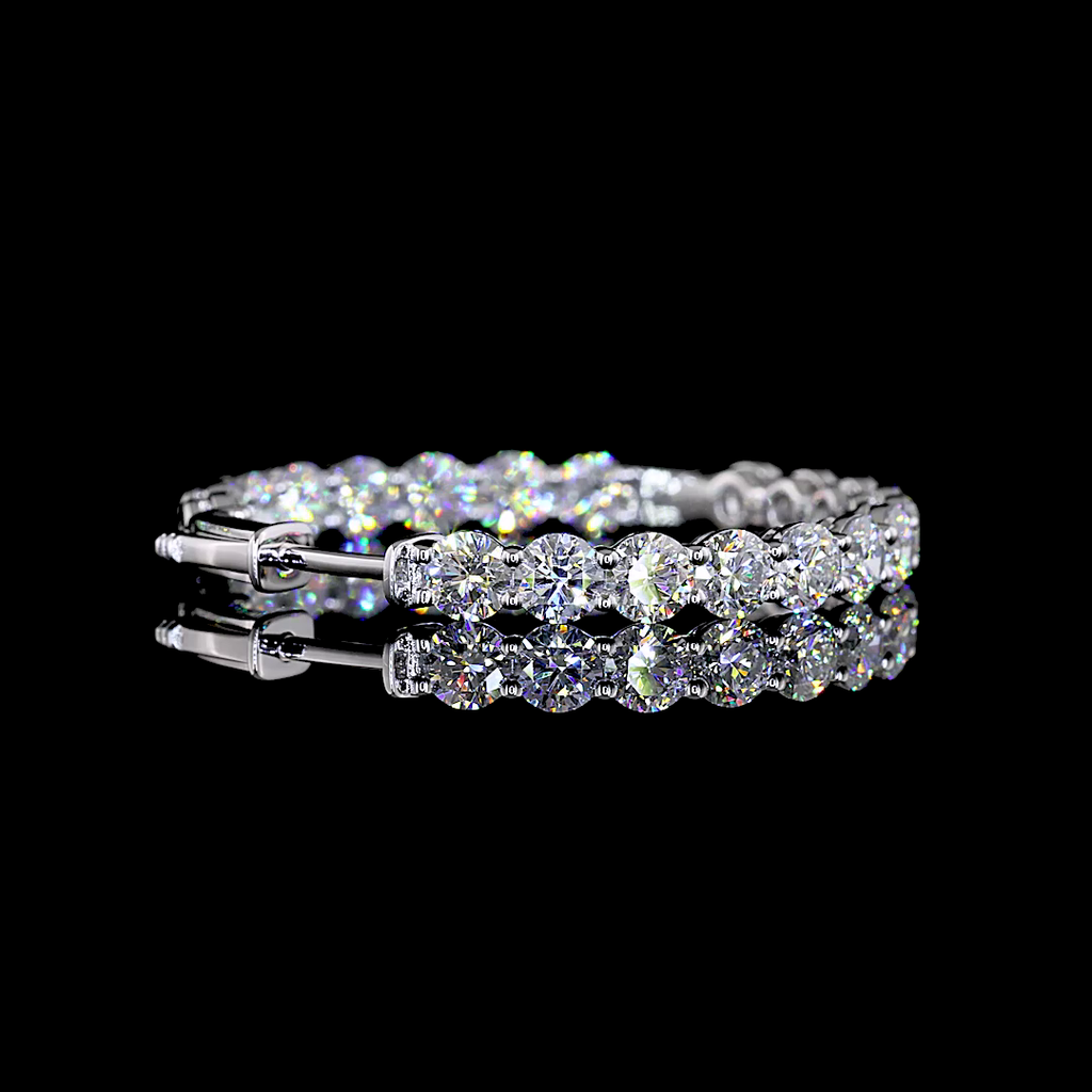 6.07 Cts 14k White Gold Round Shape Hoops Earring - Image 4