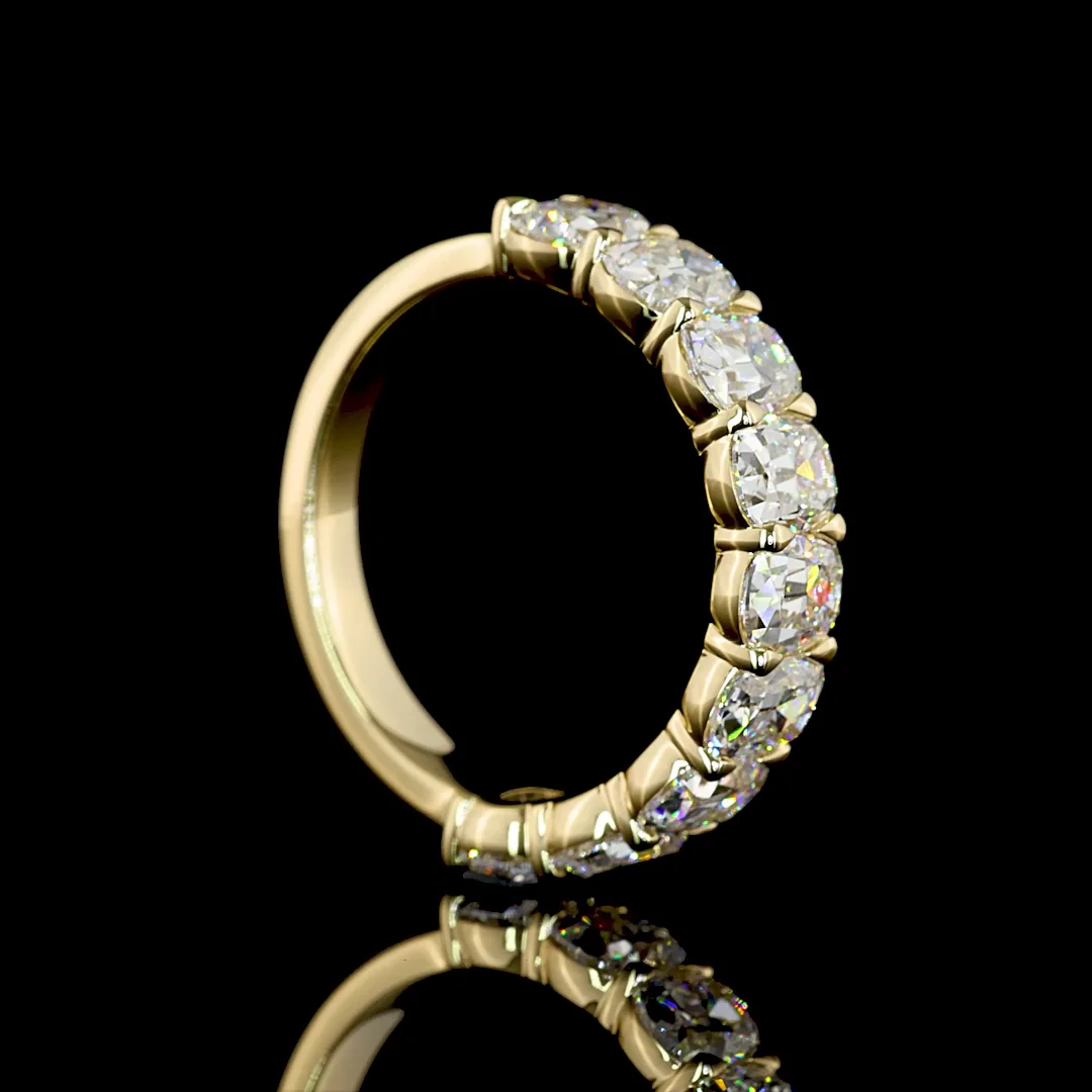 3.25 Cts 14k Yellow Gold Antique Cushion Shape Half Eternity Eternity Band - Image 2