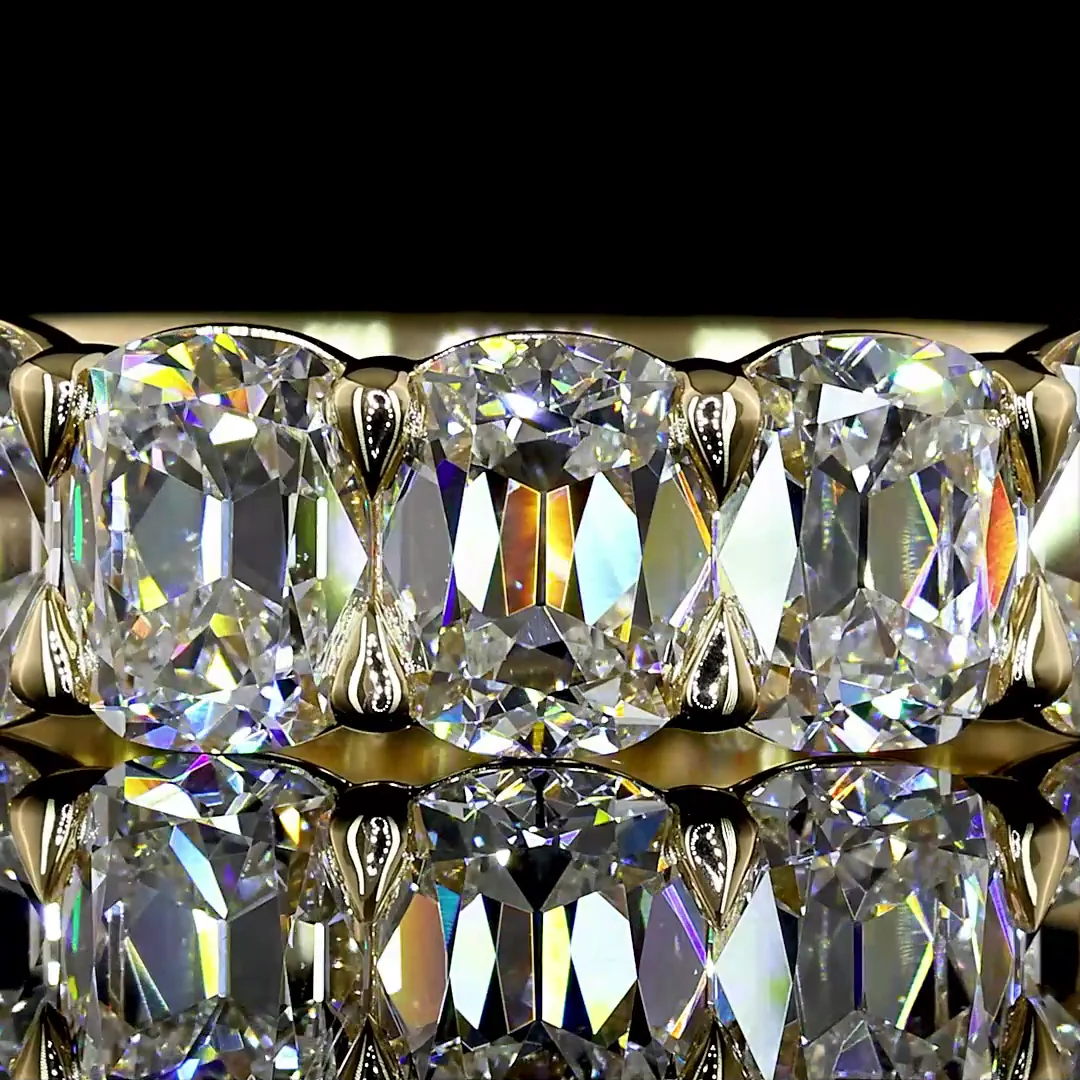 3.25 Cts 14k Yellow Gold Antique Cushion Shape Half Eternity Eternity Band - Image 3