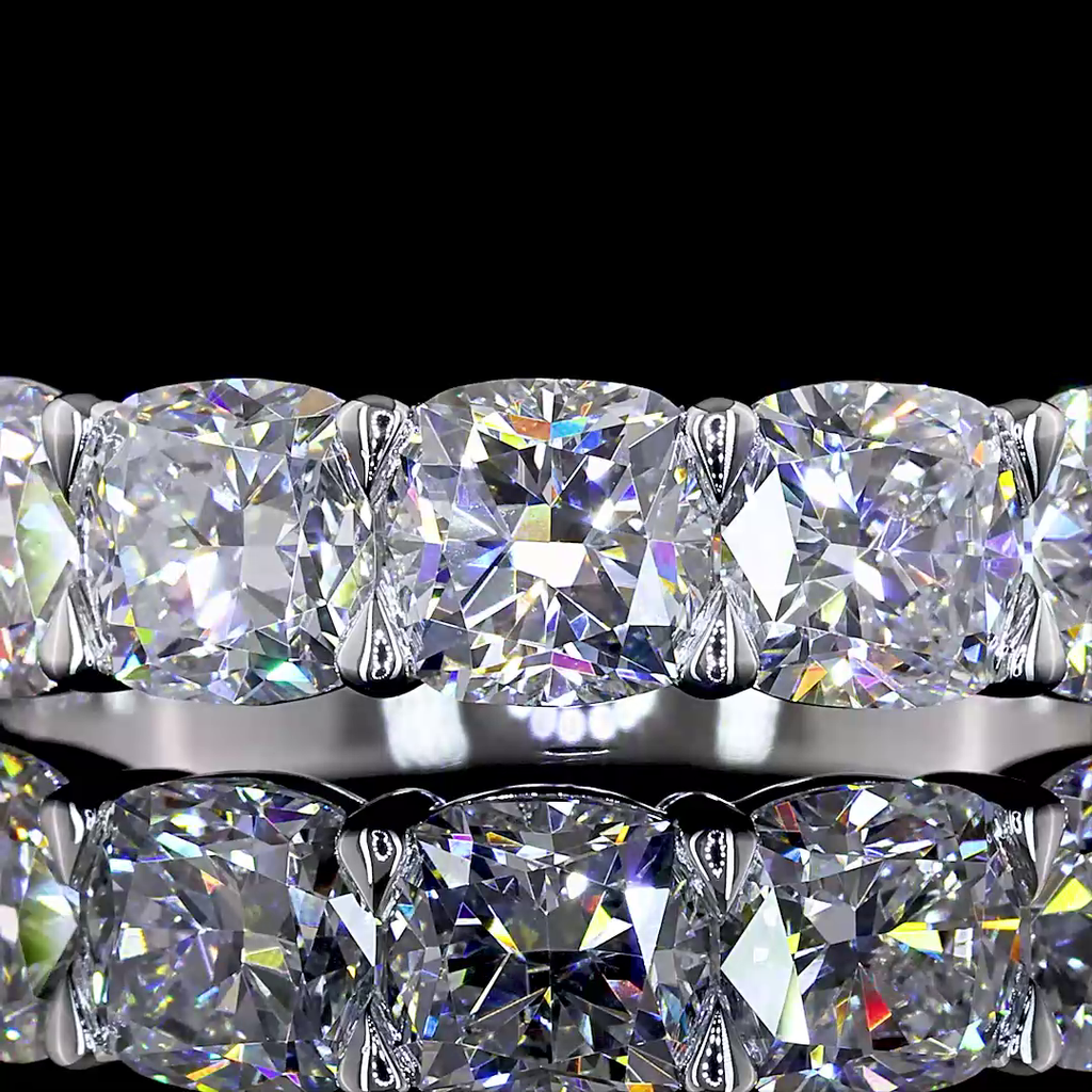 3.21 Cts 14k White Gold Square Cushion Brilliant Shape 7 Stones Eternity Band - Image 3