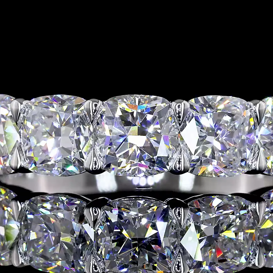 3.21 Cts 14k White Gold Square Cushion Brilliant Shape 7 Stones Eternity Band - Image 3