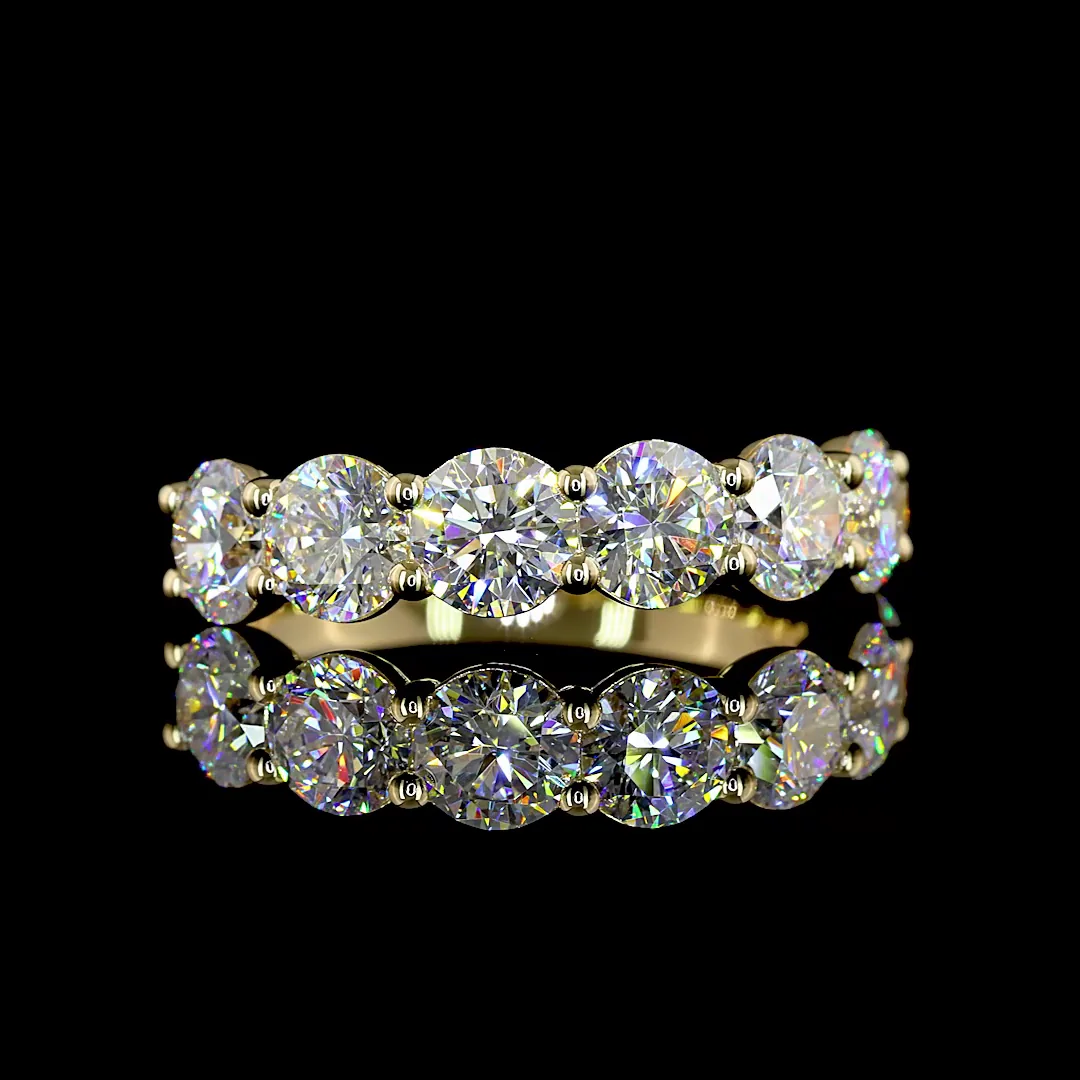 3.05 Cts 14k Yellow Gold Round Shape 7 Stones Eternity Band - Video