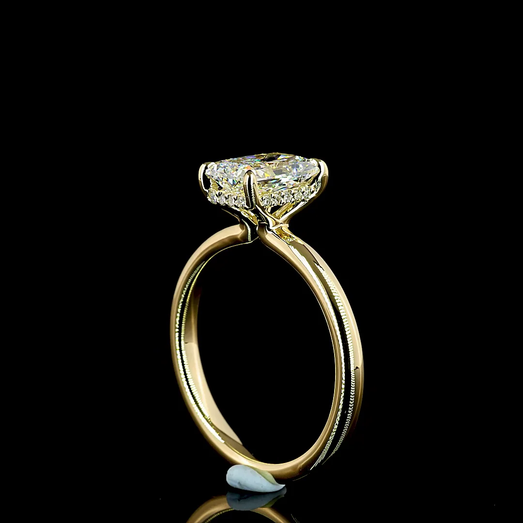 1.61 Cts 14k Yellow Gold Radiant Shape Hidden Halo Ring - Image 2