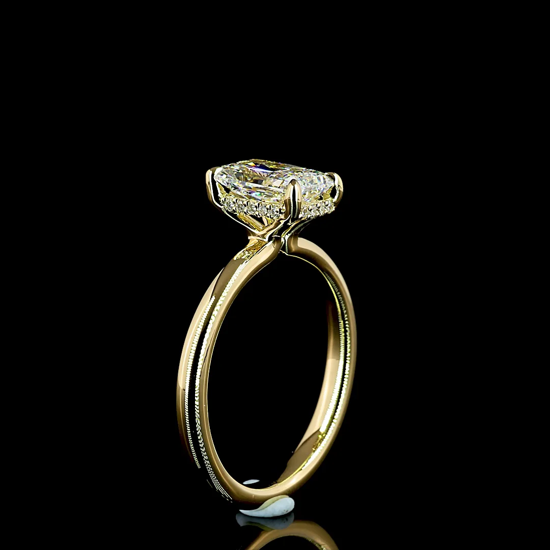 1.61 Cts 14k Yellow Gold Radiant Shape Hidden Halo Ring - Image 4