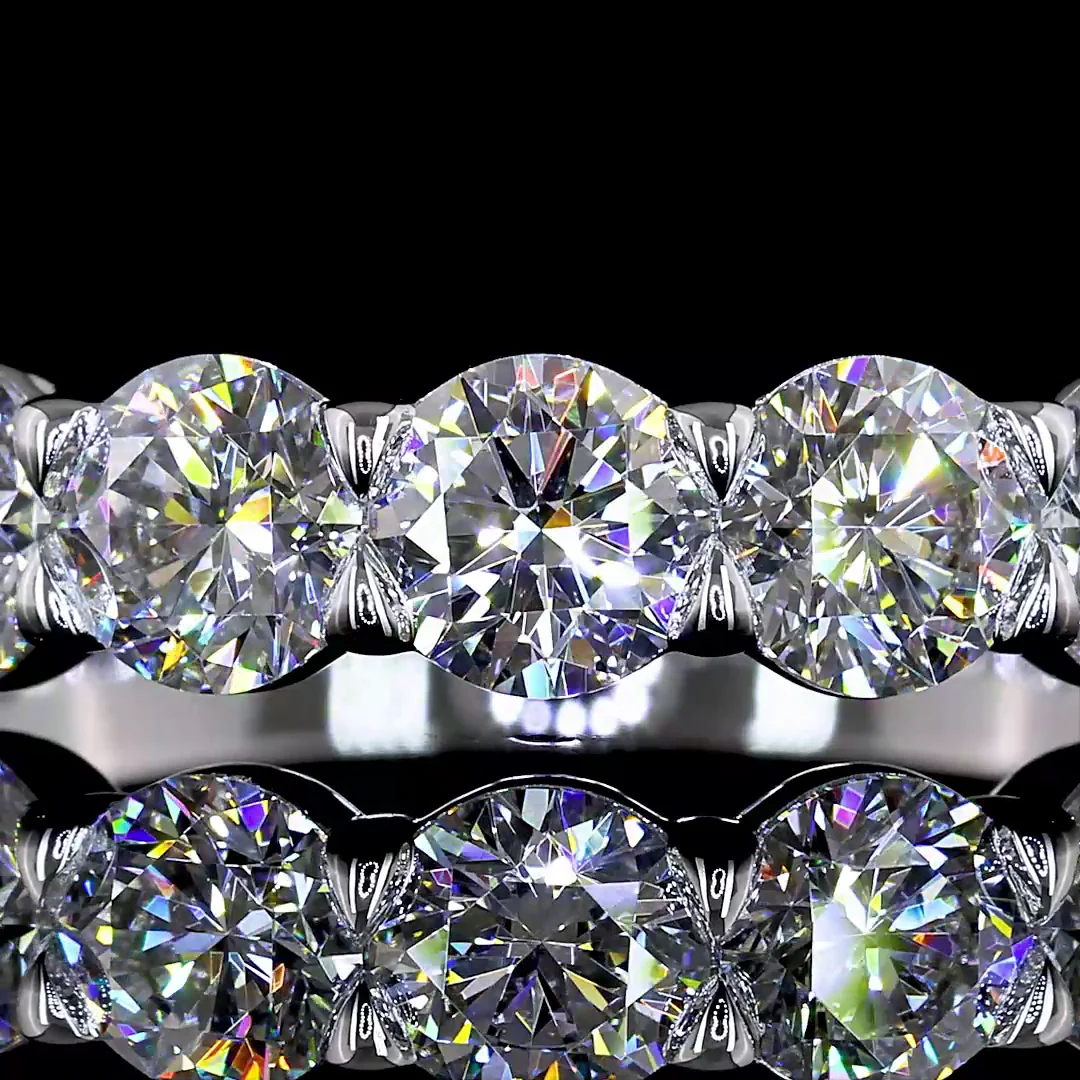 1.97 Cts 14k White Gold Round Shape 7 Stones Eternity Band - Image 3