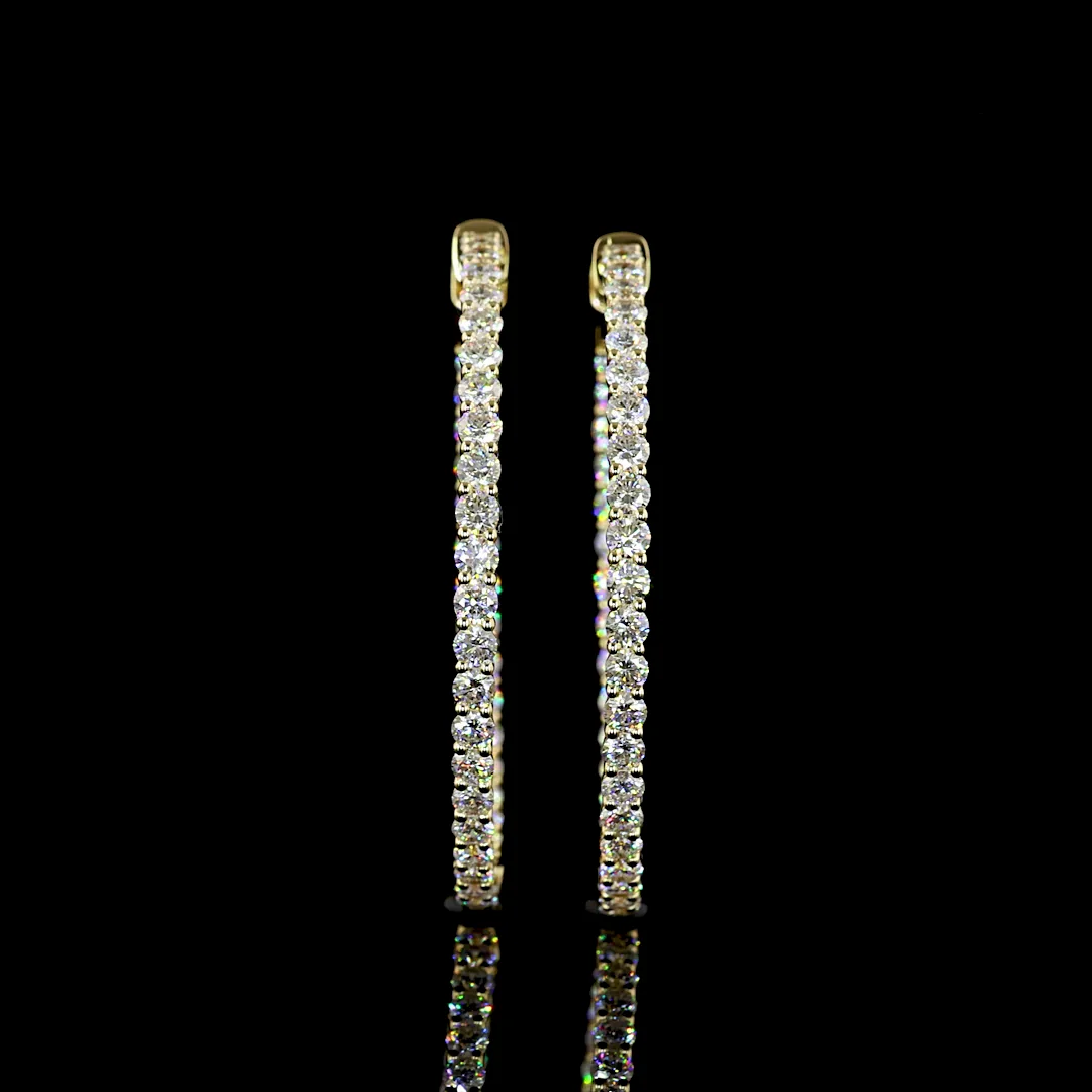 2.8 Cts 14k Yellow Gold Round Shape Hoops Earring - Video