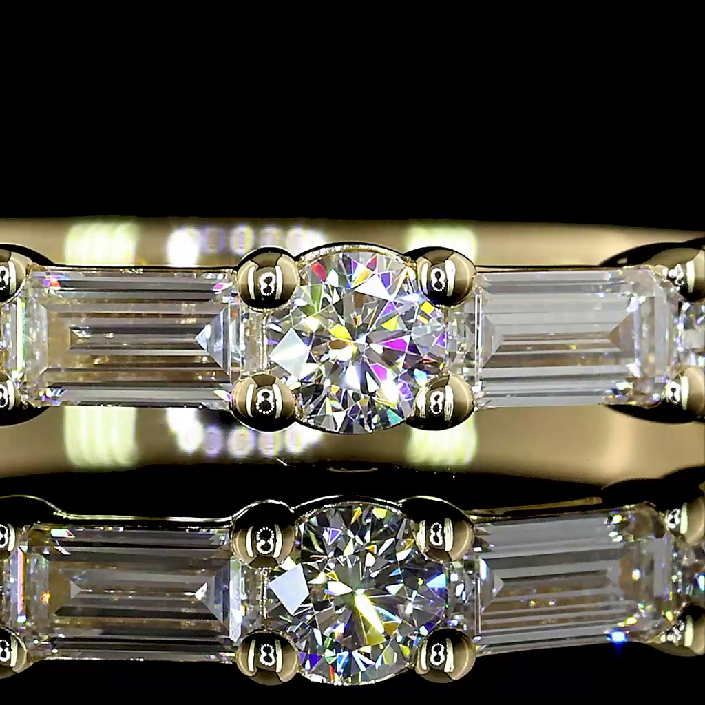 0.93 Cts 14k Yellow Gold Mix Shape Half Eternity Eternity Band - Image 3