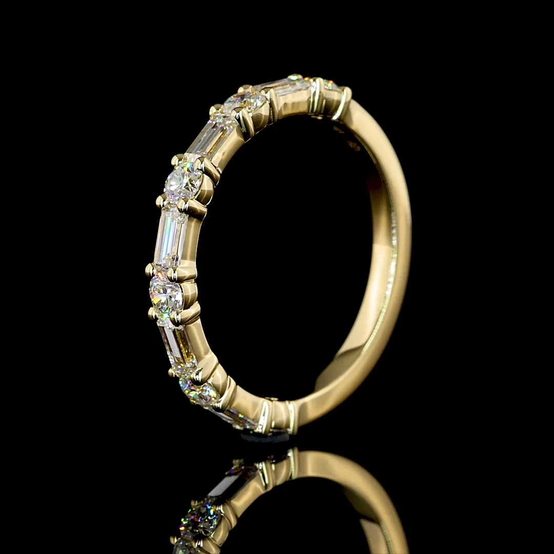 0.93 Cts 14k Yellow Gold Mix Shape Half Eternity Eternity Band - Image 4