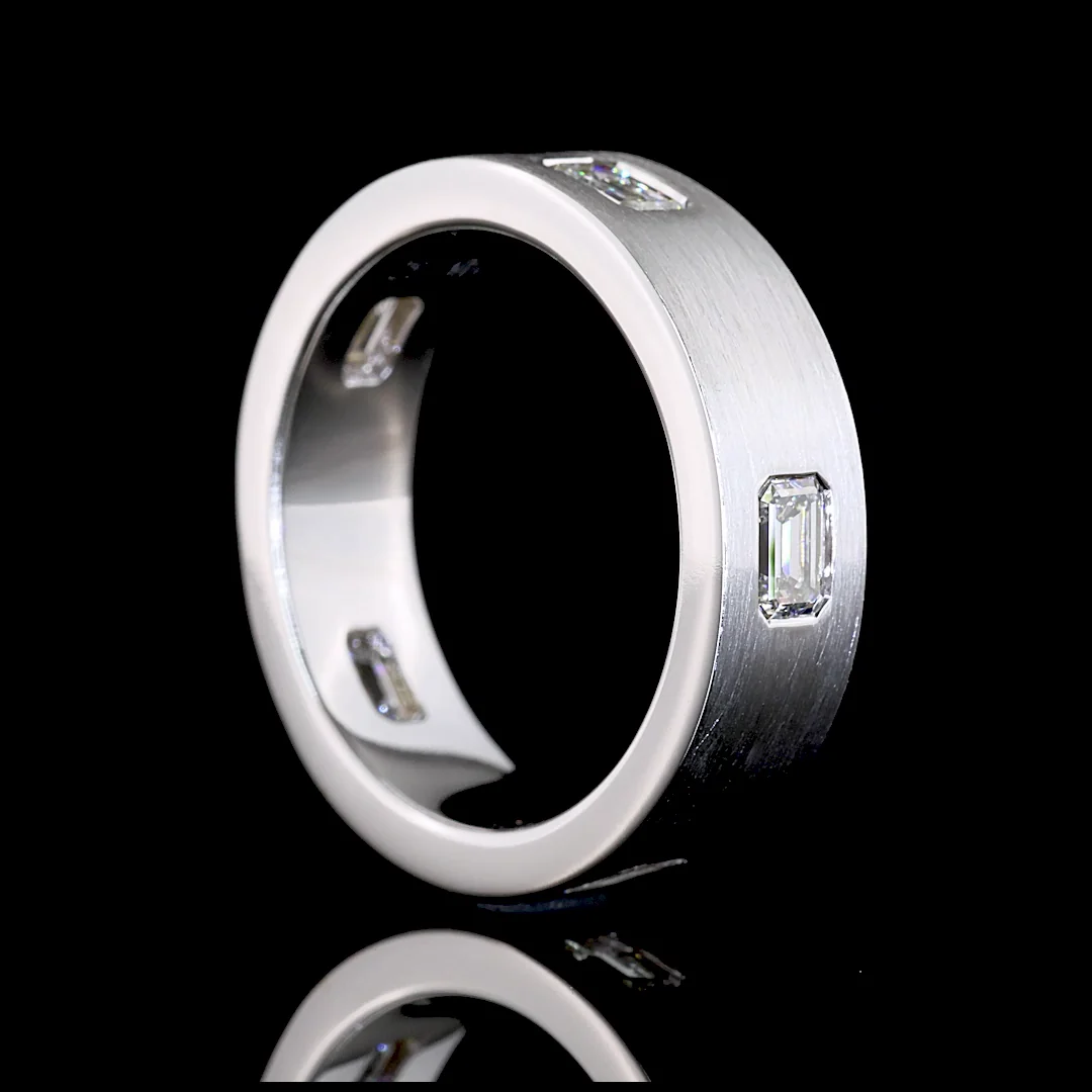 1.19 Cts 14k White Gold Emerald Shape Eternity Band Eternity Band - Image 2