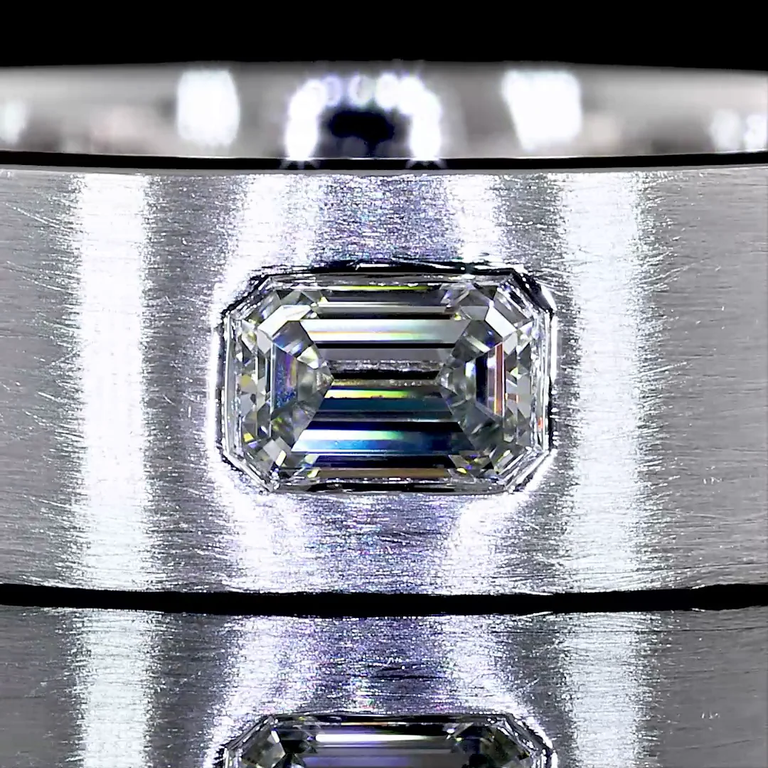 1.19 Cts 14k White Gold Emerald Shape Eternity Band Eternity Band - Image 3