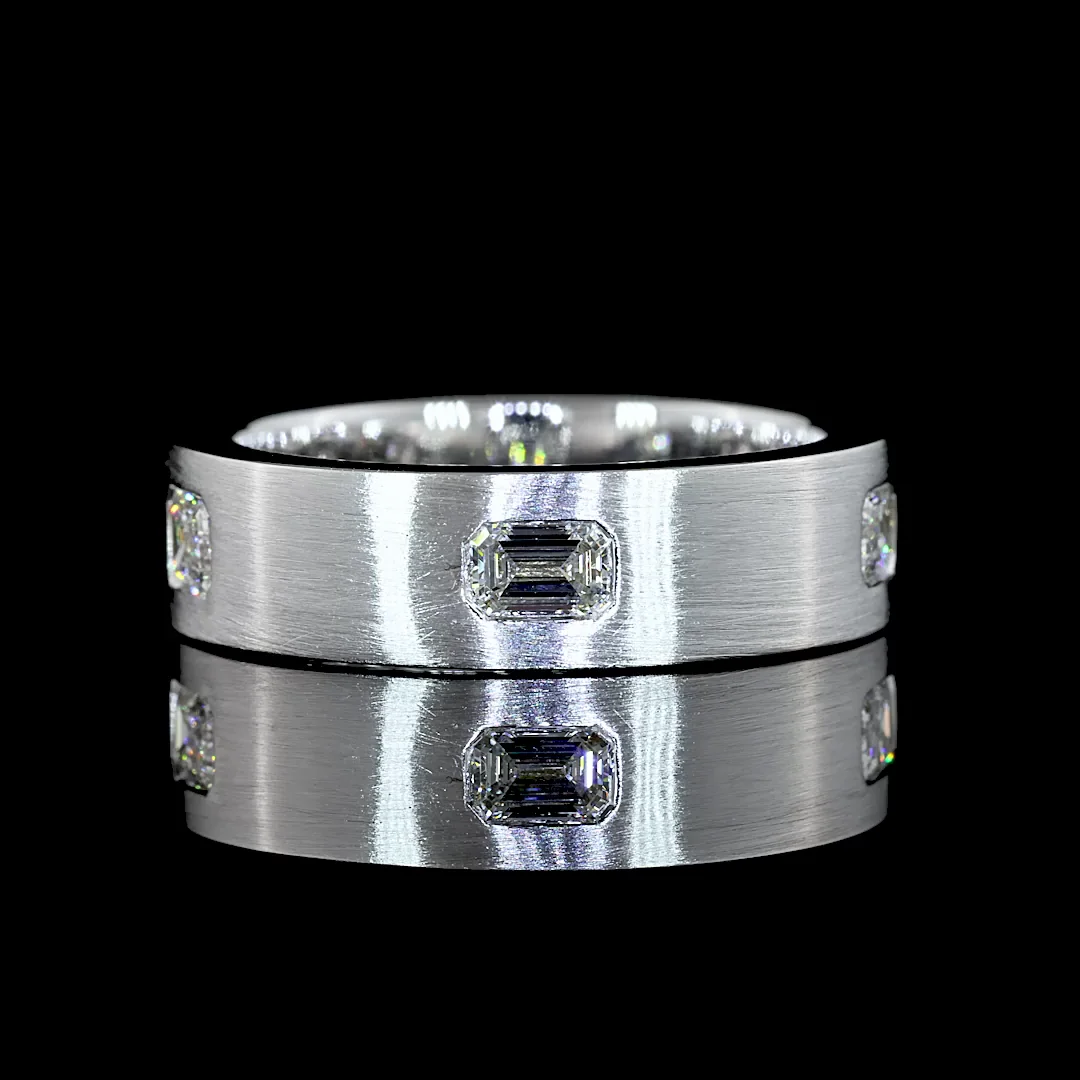 1.19 Cts 14k White Gold Emerald Shape Eternity Band Eternity Band - Video