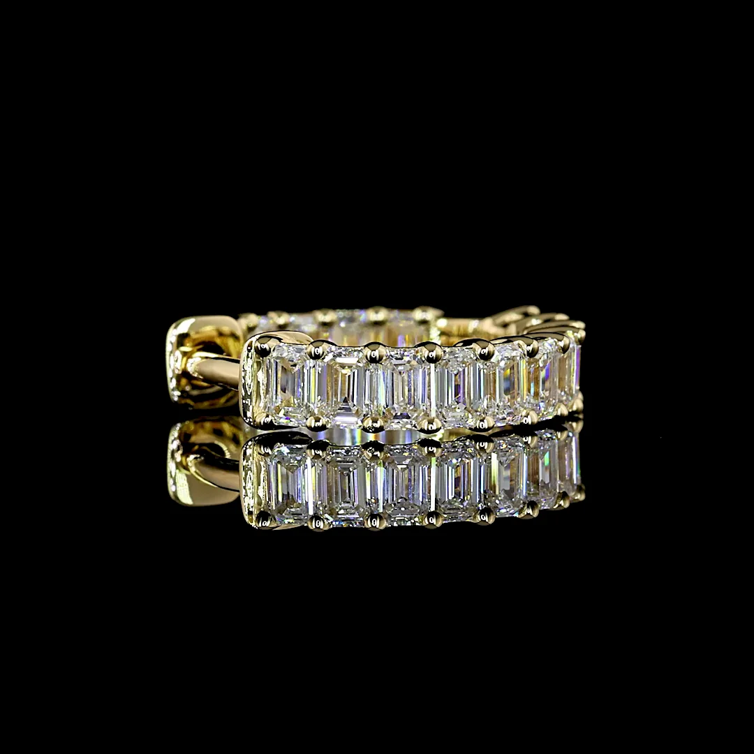 1.48 Cts 14k Yellow Gold Emerald Shape Huggies Earring - Image 2