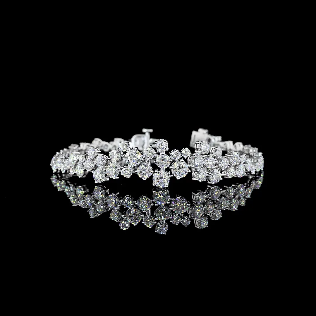 9.31 Cts 14k White Gold Round Shape Special Bracelet - Video