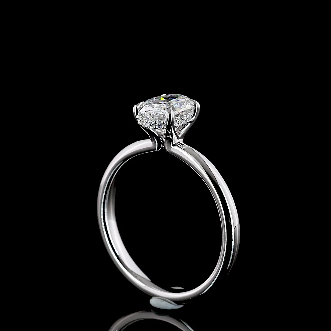 1.07 Cts 14k White Gold Oval Shape Hidden Halo Ring - Image 2