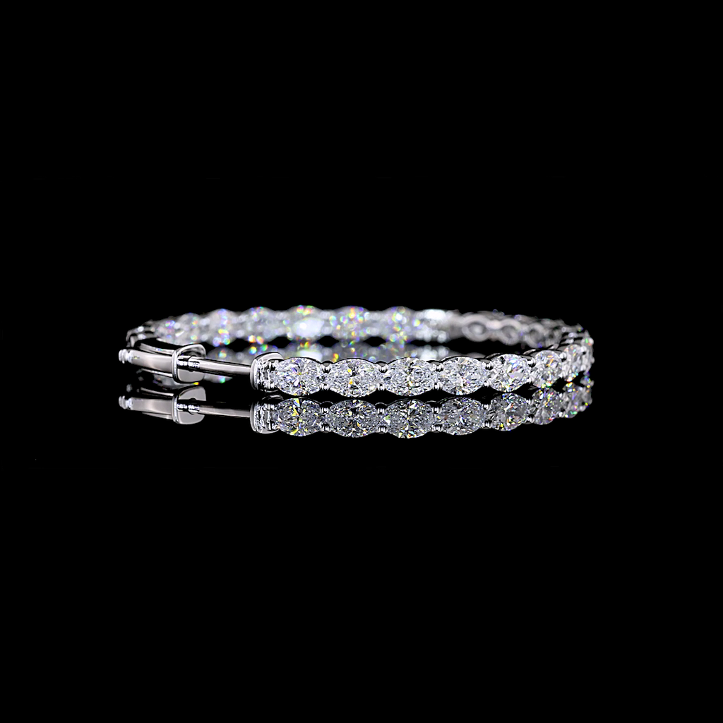 4.42 Cts 14k White Gold Oval Shape Hoops Earring - Image 2