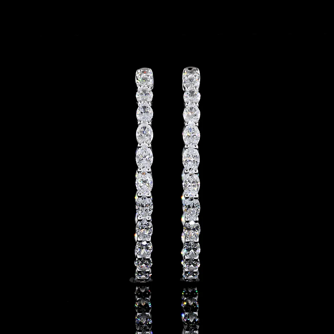 4.42 Cts 14k White Gold Oval Shape Hoops Earring - Video