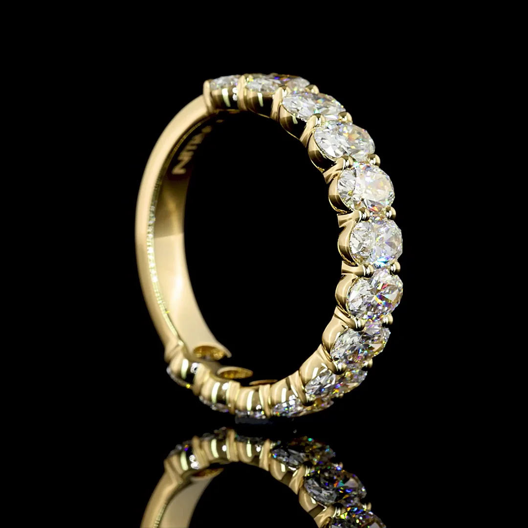 2.6 Cts 14k Yellow Gold Oval Shape 3/4 Band Eternity Band - Image 2