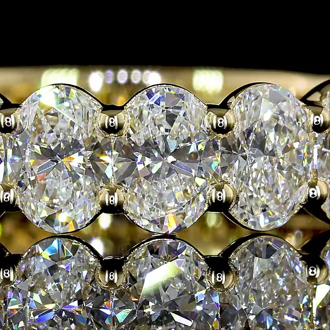 2.6 Cts 14k Yellow Gold Oval Shape 3/4 Band Eternity Band - Image 3