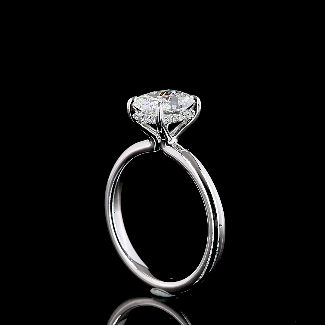 1.63 Cts 14k White Gold Cushion Modified Shape Hidden Halo Ring - Image 2