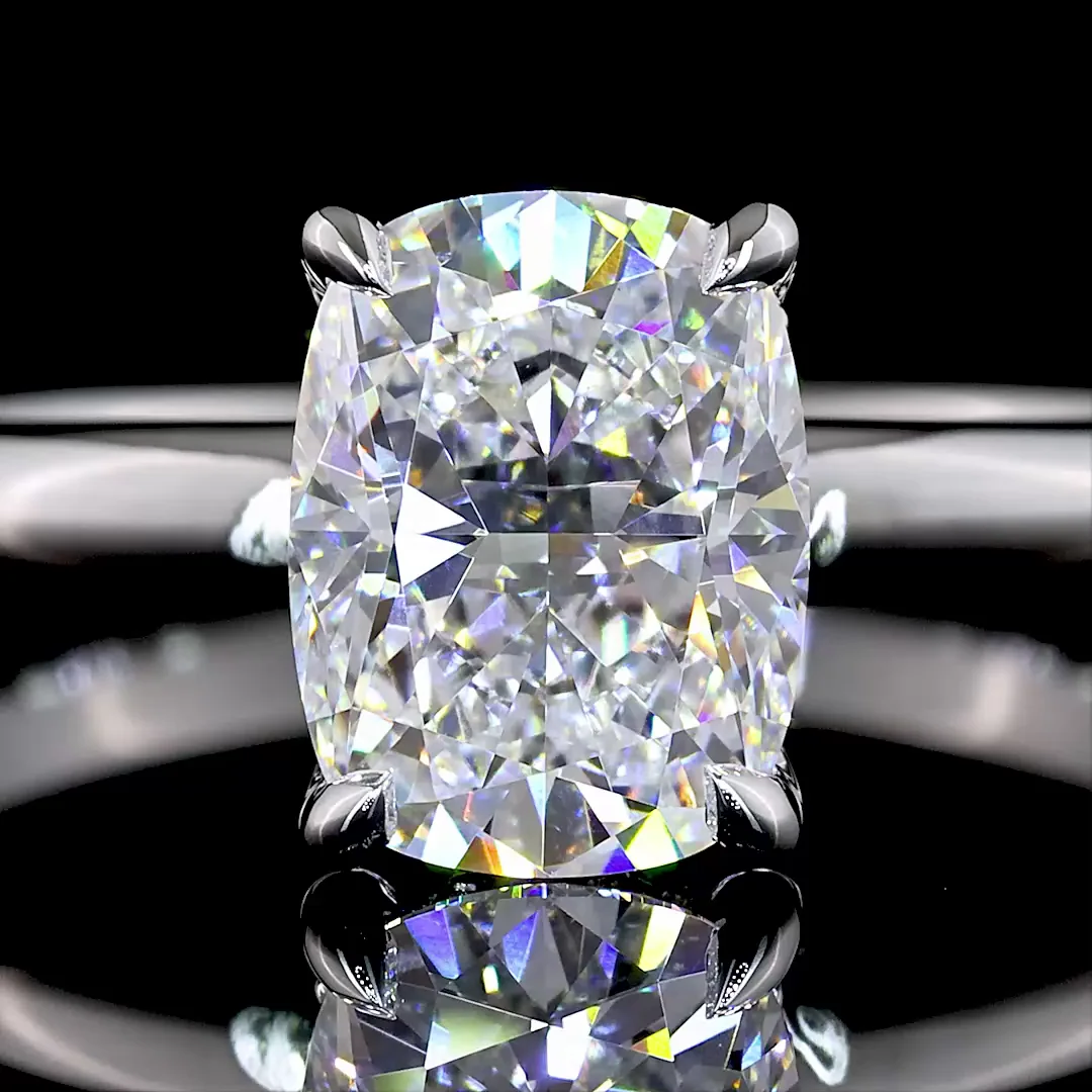 1.63 Cts 14k White Gold Cushion Modified Shape Hidden Halo Ring - Image 3