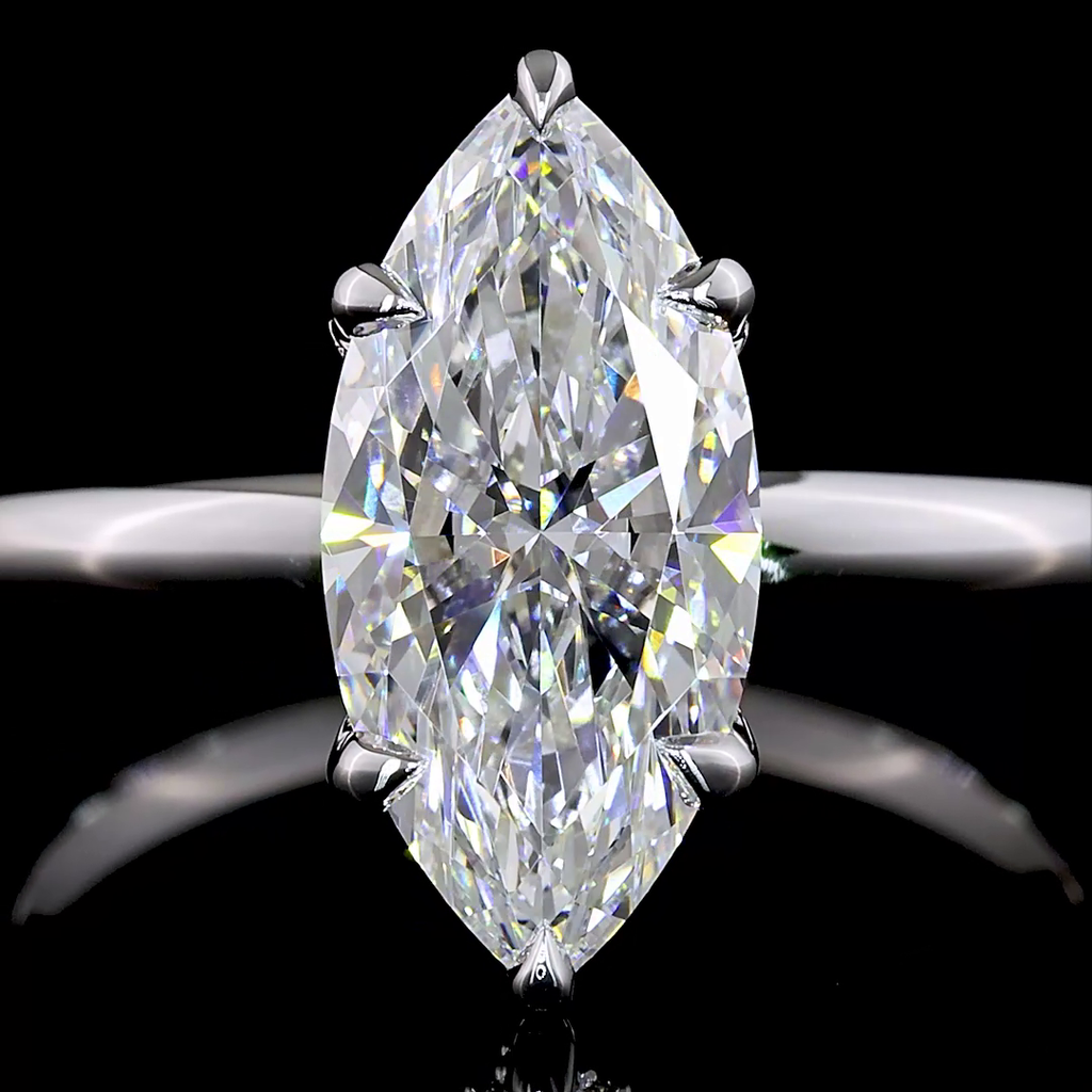 2.24 Cts 14k White Gold Marquise Shape Hidden Halo Ring - Image 3