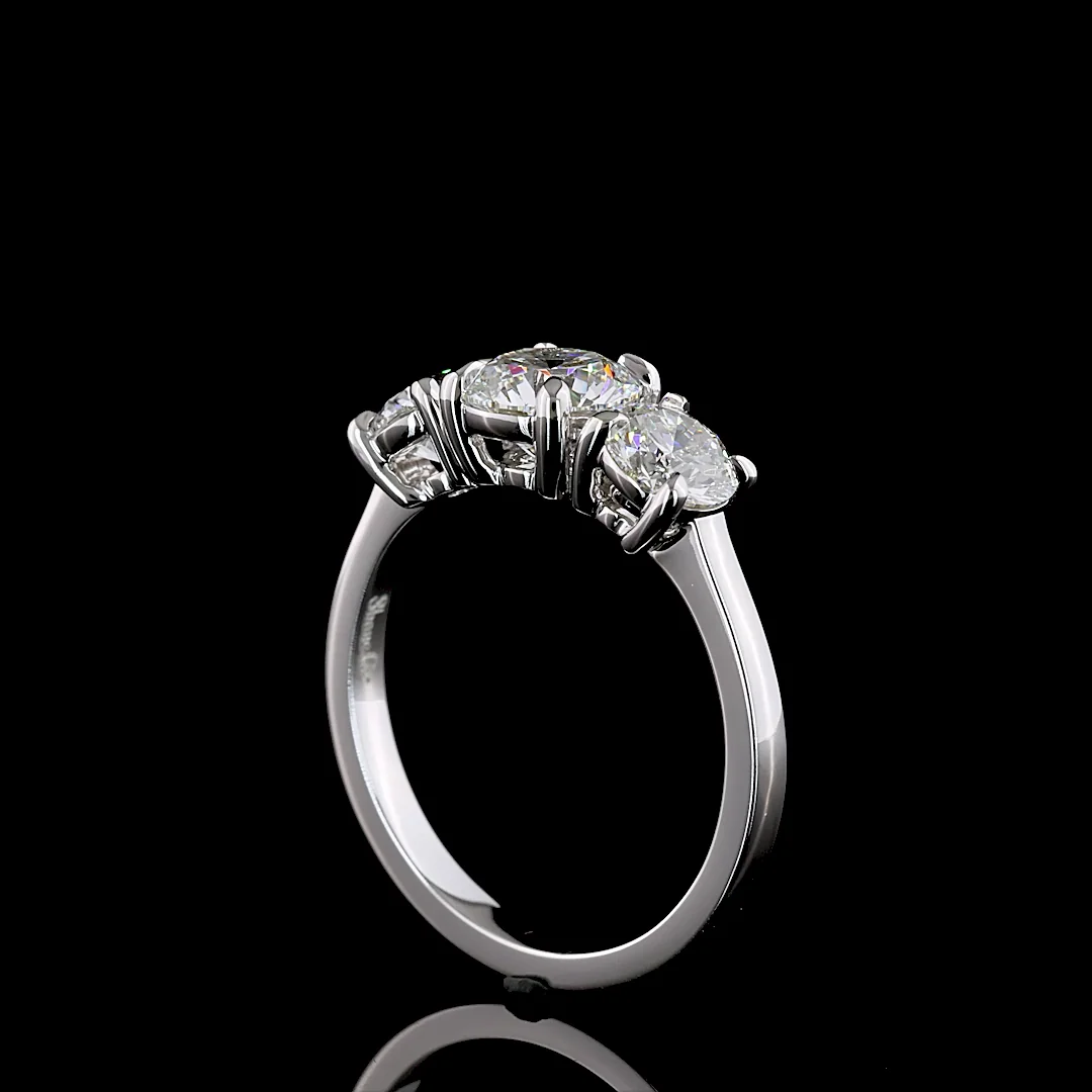 2.03 Cts 14k White Gold Round Shape 3 Stones Ring - Image 4