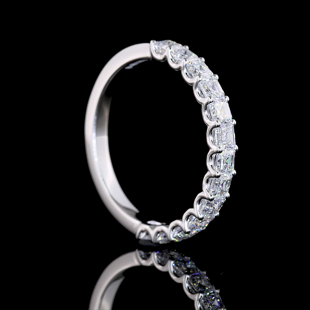 1.13 Cts 14k White Gold Asscher Shape Half Eternity Eternity Band - Image 4