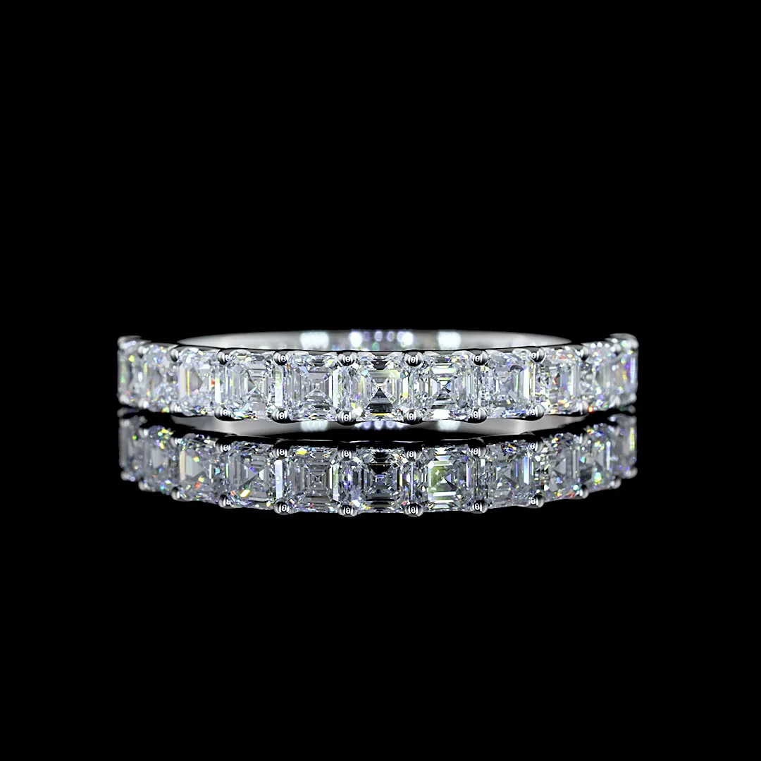 1.13 Cts 14k White Gold Asscher Shape Half Eternity Eternity Band - Video