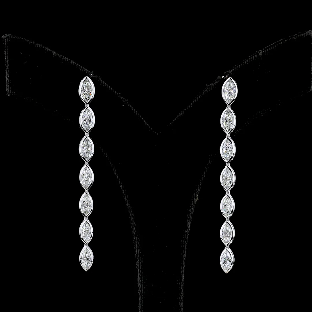 3.51 Cts 14k White Gold Marquise Shape Hanging Earring - Video