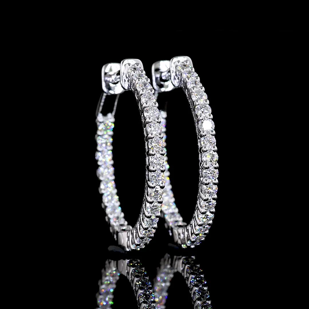 1.03 Cts 14k White Gold Round Shape Hoops Earring - Video