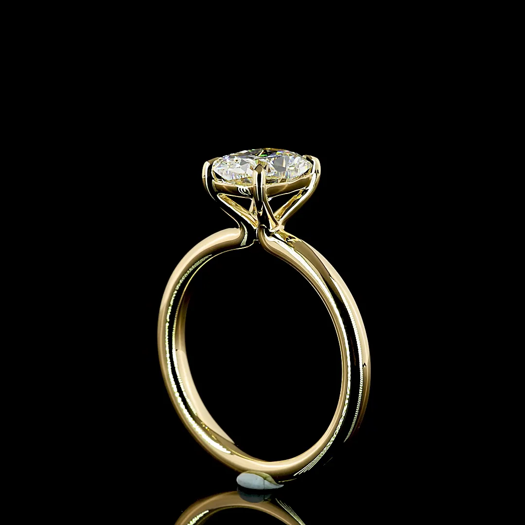 1.5 Cts 14k Yellow Gold Cushion Modified Shape Solitaire Ring - Image 2