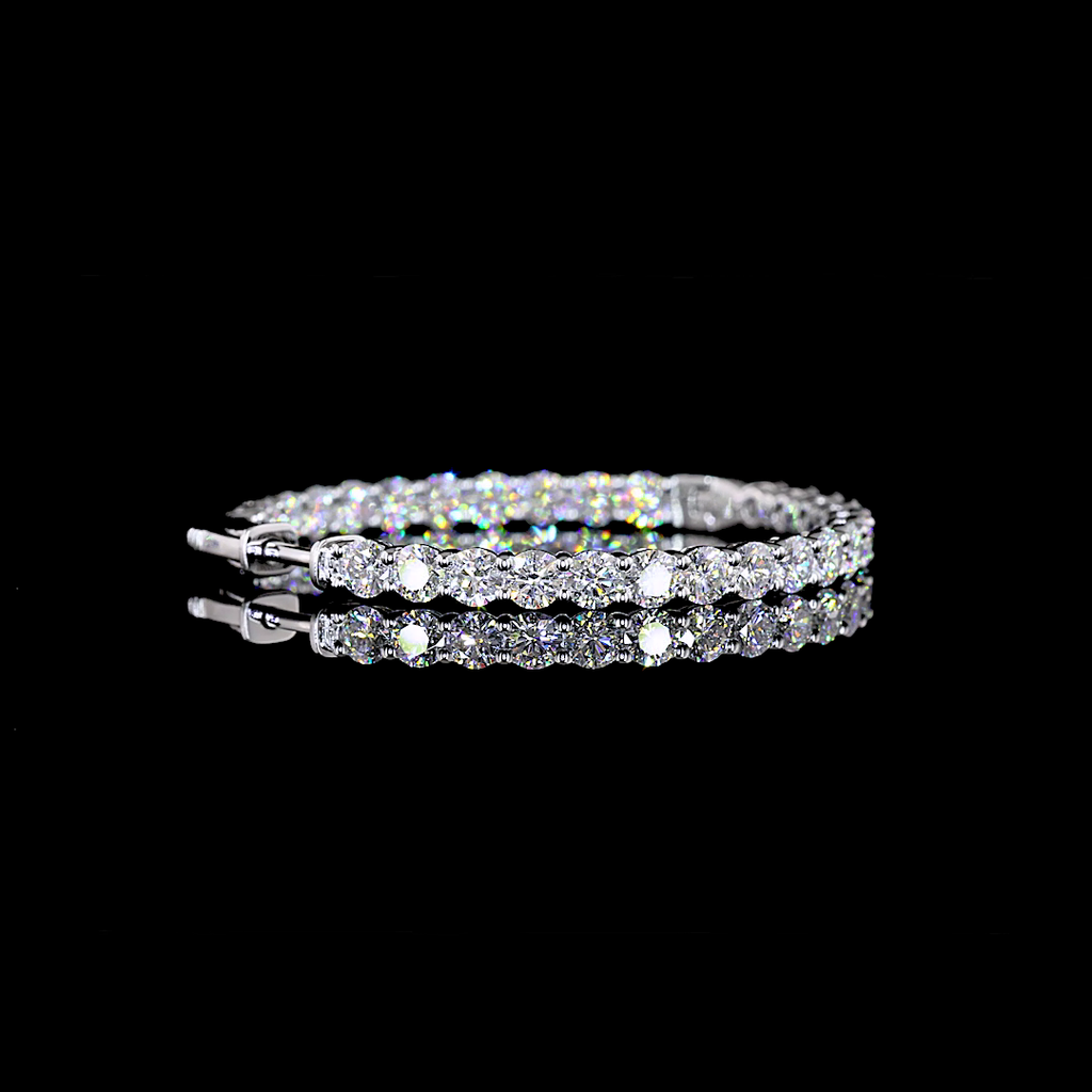 5.02 Cts 14k White Gold Round Shape Hoops Earring - Image 2