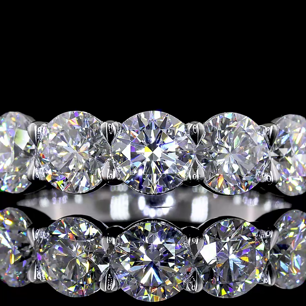 3.04 Cts 14k White Gold Round Shape 7 Stones Eternity Band - Image 3
