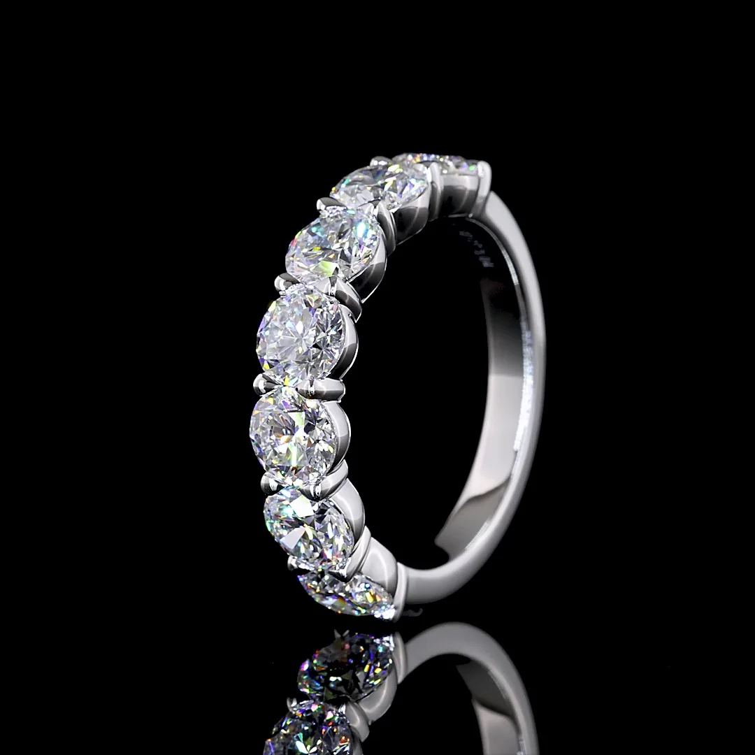 3.04 Cts 14k White Gold Round Shape 7 Stones Eternity Band - Image 4